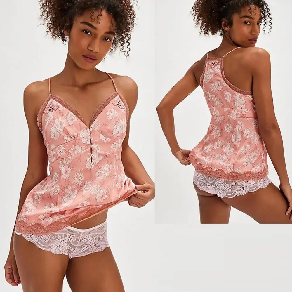 Free People Intimately Adella‎ Cami Top L Floral Lace Feminine Loungewear Comfy